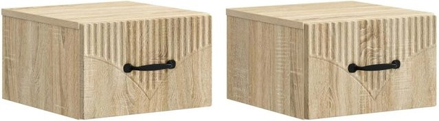 vidaXL Wandmontierter Nachttisch Set aus 2 Stück in Sonoma-Eiche, B/T/H: 34,5 x 33 x 20 cm - Bild 1