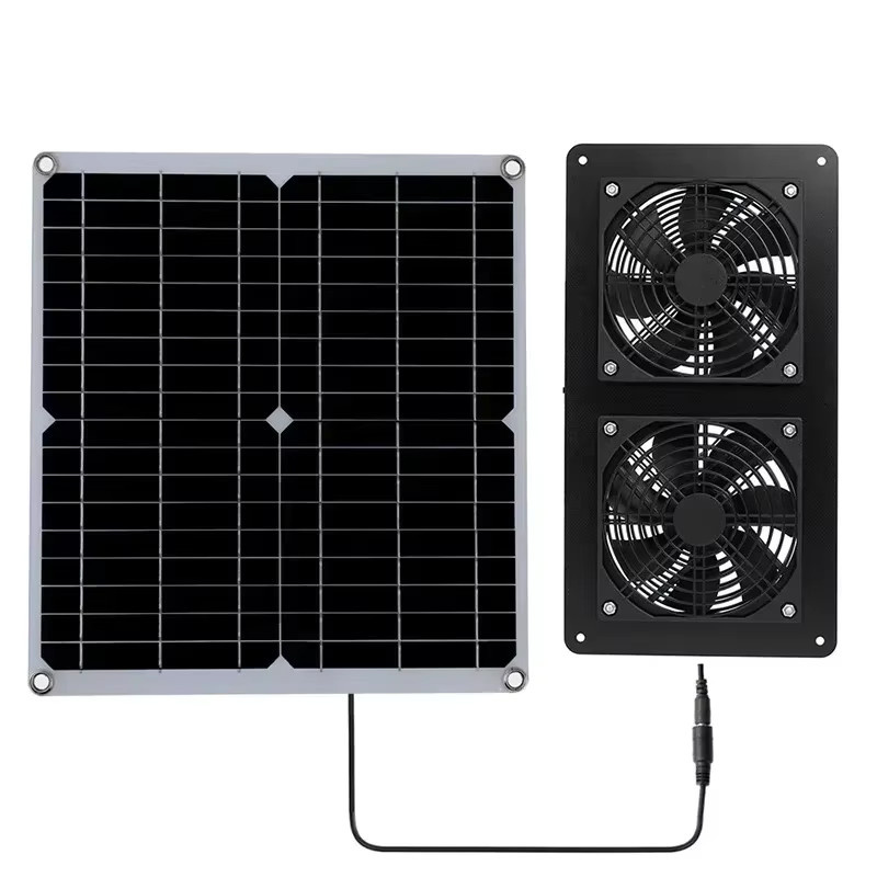 EESBAO 30W Solarbetriebener Doppel-Abluftventilator in Schwarz für Wohnmobile, Gewächshäuser und Hühnerställe - Bild 5