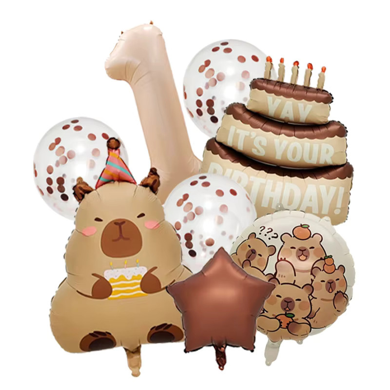 Potdemiel Capybara Ballon-Set in Braun für deine Geburtstagsdekoration - Bild 2