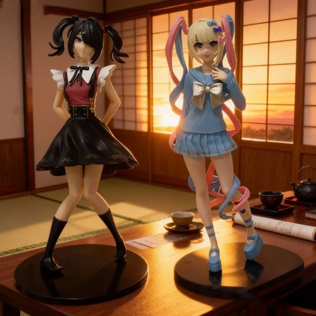 2er-Set Anime Streamer Girl Actionfiguren aus PVC, Multicolor, Höhe: 18,5 cm - Bild 1