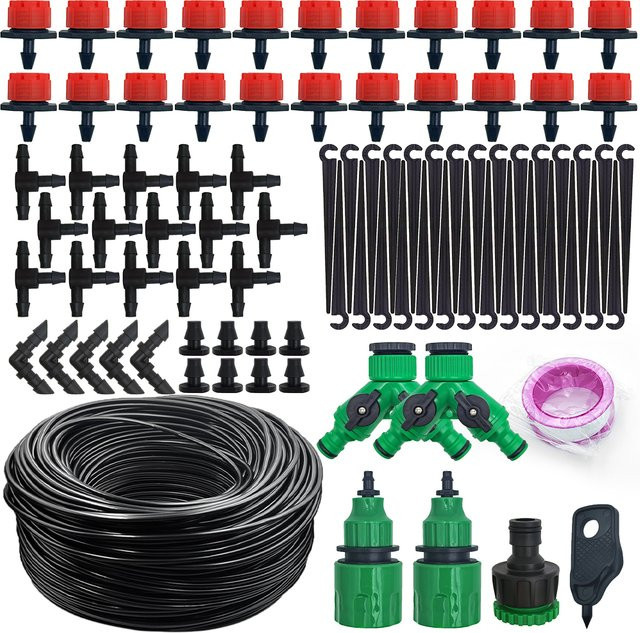 Einstellbares Tropfbewässerungssystem für Pflanzen mit Micro Garden Bewässerungsset und regulierbaren Tropfern, 5-20m - Bild 1