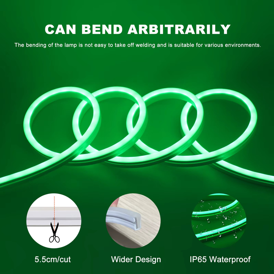 XUNATA RGB LED Neonstreifen mit Fernbedienung, USB-Betrieb, flexibler Silikon-Neon-Flex-Streifen, selbstklebend, Multicolor - Bild 3