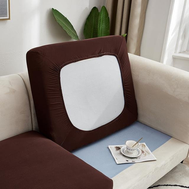 BRHUIXUE Stretch-Sofa-Sitzkissenbezug in Braun, elastischer und rutschfester Möbelschutz für dein Sofa - Bild 1