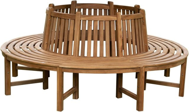 DELUKE Baumbank TINAR aus Teakholz in Braun, kreisrunde Gartenbank mit Lehne, B/T/H: 203 x 203 x 90 cm - Bild 1