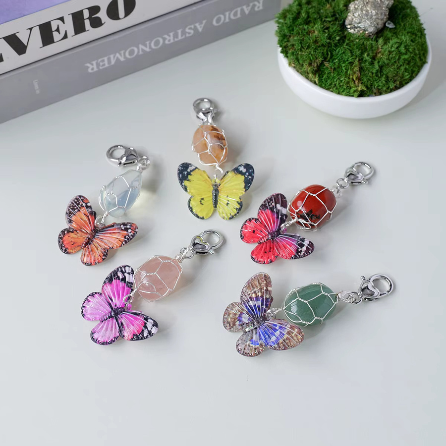 Schlüsselanhänger Schmetterling, Kristall, Silber, Unisex - Bild 1