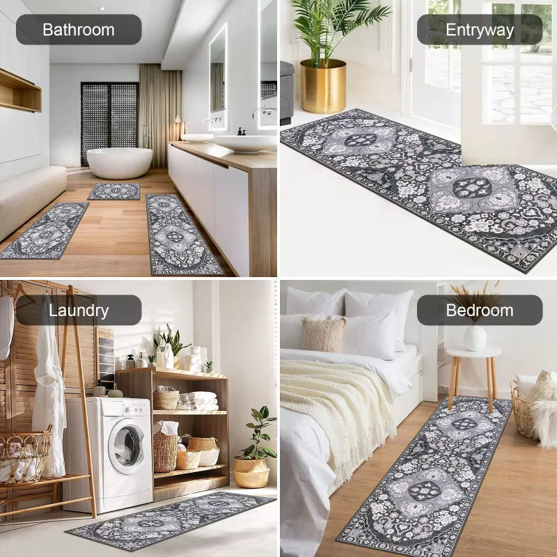 VIKAMA Bohemian Küchenläufer in Multicolour, rutschfeste und maschinenwaschbare Bodenmatte im orientalischen Design für Küche und Flur - Bild 2