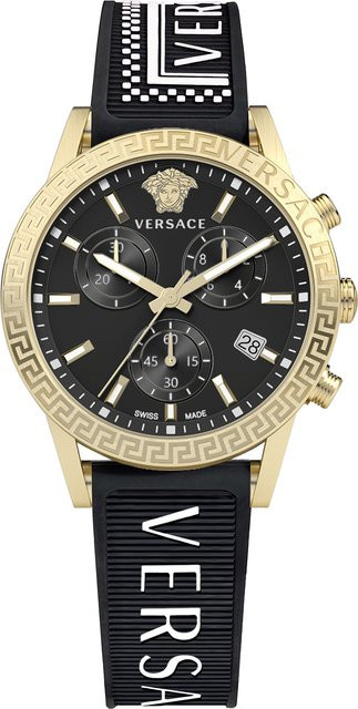 Versace Chronograph, Quarz, Edelstahl, Silikon, Schwarz, 40 mm, Damen - Bild 1