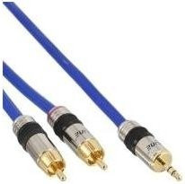 INLINE Premium Klinke-auf-Cinch-Adapter Kabel Blau, 3,5mm Klinkenstecker auf 2x Cinch-Buchse, vergoldete Kontakte, Länge: 20 m - Bild 1