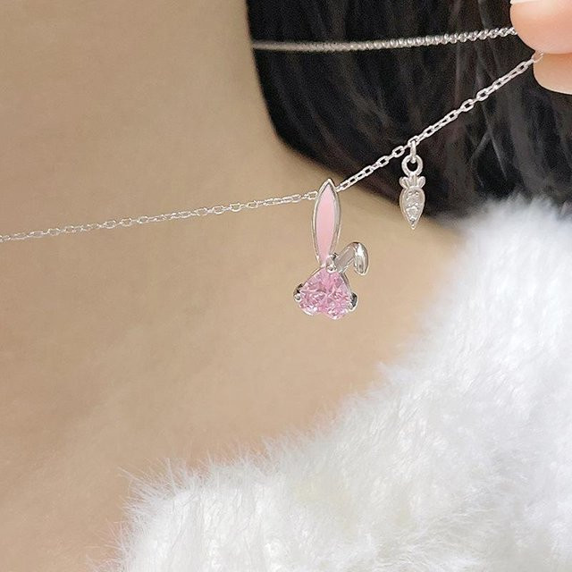 Lucky Star Jewelry Halskette, Kaninchen, Rosa Zirkon, Edelstahl, Damen - Bild 1