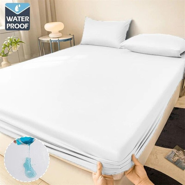 Wasserdichter Matratzenbezug Yifulin als Spannbettlaken aus Polyester in Weiß, B/T: 200 x 220 cm - Bild 1