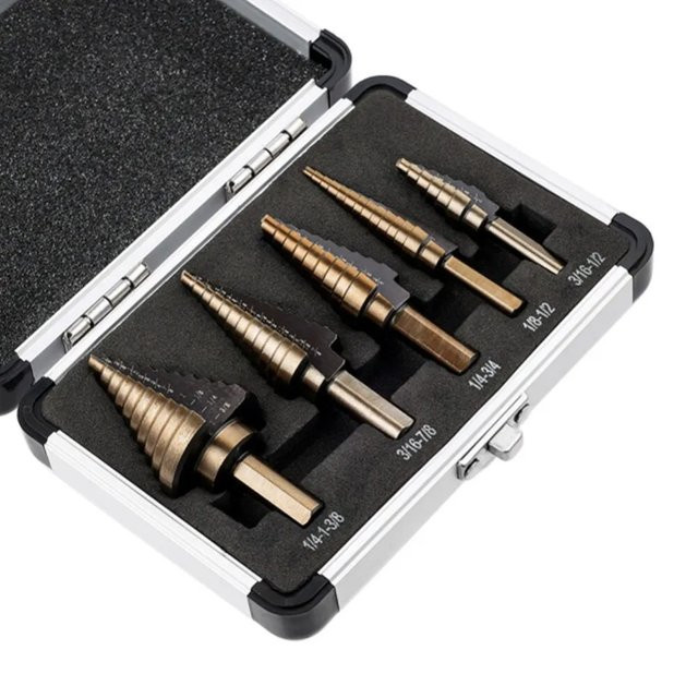 HSS 4241 Kobalt Stufenbohrer-Set mit 50 Größen im Aluminiumgehäuse für Metall und Holz - Bild 1