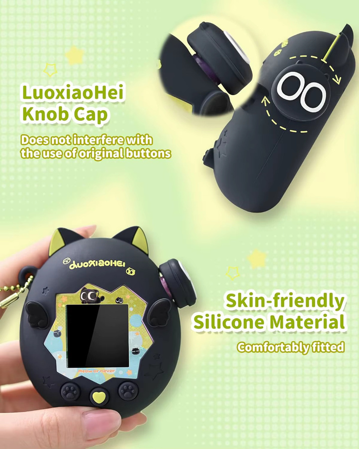 Geekshare Silikonhülle für Tamagotchi Paradise mit niedlichem Katzen-Design in Schwarz - Bild 3