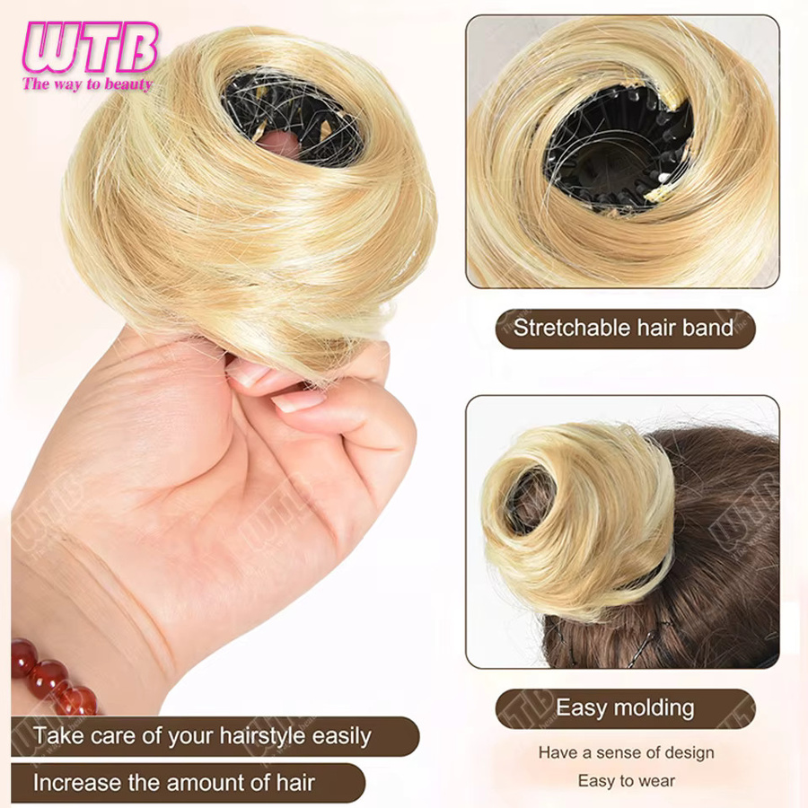 WTB Synthetische Messy Bun Haarteile, Gerade, Mini Haarspange - Bild 4