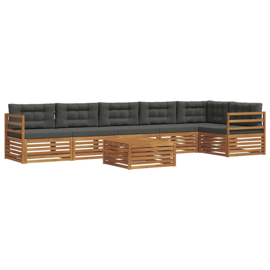 vidaXL Outdoor-Sofagarnitur 7-teilig aus Akazienholz mit Kissen in Anthrazit und Natur - Bild 2