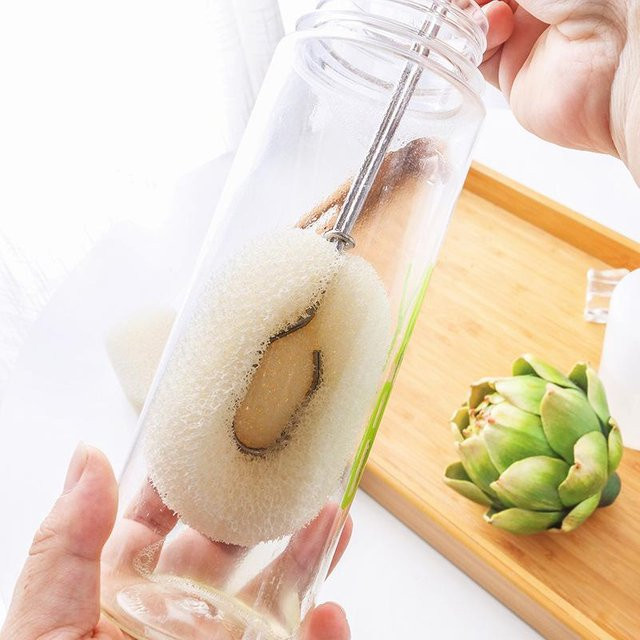 DIYelecs Tassenreinigungsbürste mit langem Edelstahlgriff und Schwamm in Beige, Höhe: 24,5 cm - Bild 1