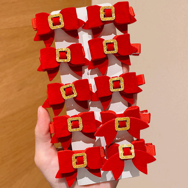 10 Stück Haarspangen, rot, goldene Verschlüsse - Bild 1