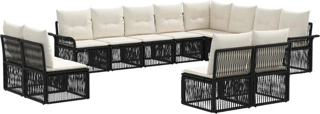 vidaXL Gartensofa-Set 12-tlg. in Schwarz aus Poly-Rattan und Metall mit Polsterkissen und wetterfesten Bezügen - Bild 1