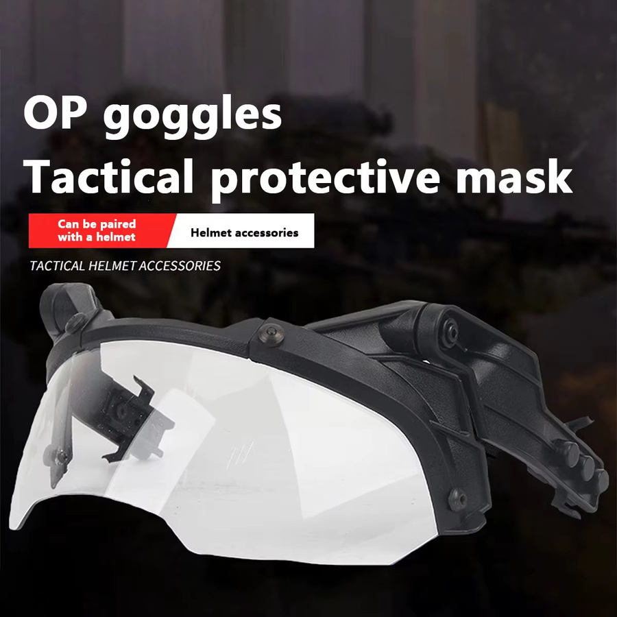 BOOIU Taktische Helmbrille Full Vision in Schwarz, verstellbare Schutzbrille für FAST-Helme, 90 Grad abnehmbar für Jagd und CS-Spiele - Bild 4