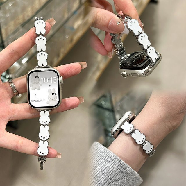 Miffy Uhrenarmband Leder, Silber, Damen, Apple Watch - Bild 1