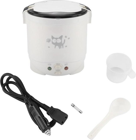 DIYelecs Elektrischer tragbarer multifunktionaler Reiskocher und Dampfgarer für das Auto, 12V 100W, 1L, Grün/Weiß