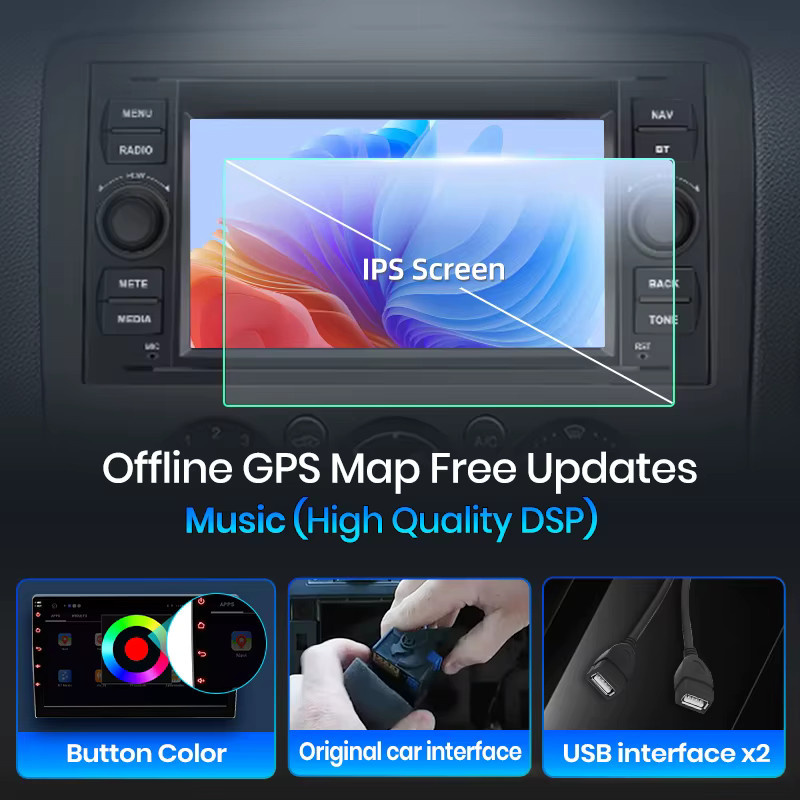 Junsun 7-Zoll Kabelloses CarPlay und Android Auto Autoradio für Ford Focus Mondeo Fiesta Transit Kuga C-Max S-Max Galaxy in Schwarz mit IPS Touchscreen - Bild 4