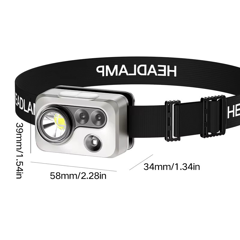 Ultrahelle Stirnlampe mit Sensorfunktion und rotem blinkendem Warnlicht für Outdoor, Camping, Wandern und Radfahren - Bild 6