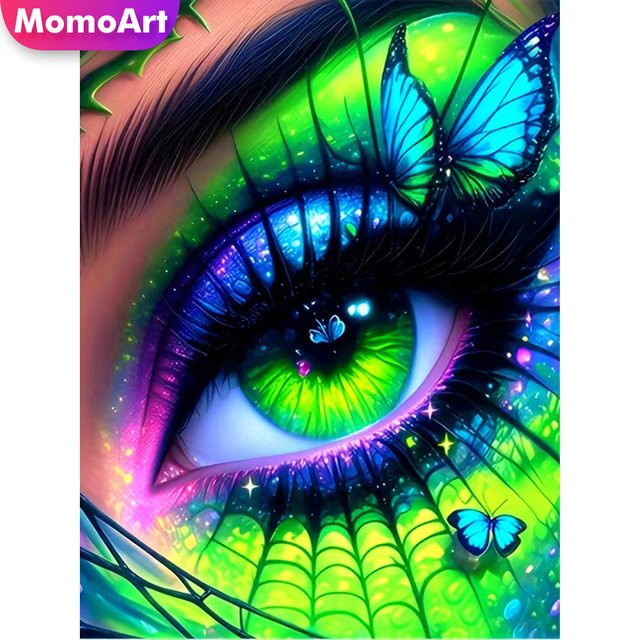Momoart Diamant-Malerei 5D Mosaik Set mit Schmetterlings-Augenmotiv in Multicolour zur Wanddekoration - Bild 1