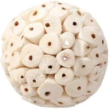 LChome Papageien-Spielzeug Natur-Grasball zum Kauen, 6cm, weiß - Bild 1