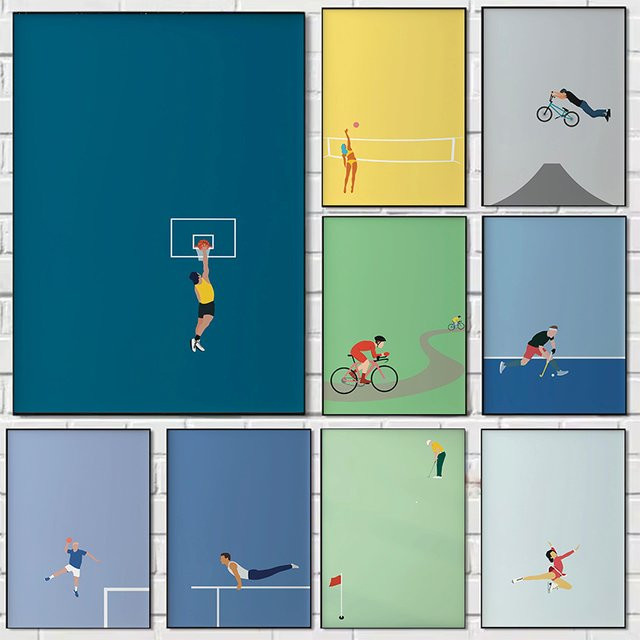 Leinwanddruck Potdemiel Sportbegeisterte Illustration Serie in Mehrfarbig, Rechteckiges Wandbild für deine Heimdekoration - Bild 1