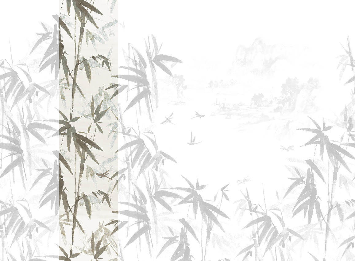 Jannelli & Volpi Mural Ine Wandtapete Grey Panel 2 aus Vinyl mit floralem Oriental-Design in Grau - Bild 1