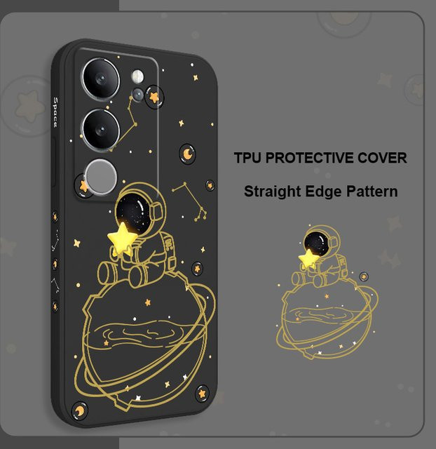 Astronaut Silikon Handyhülle für VIVO V50 V40 V30 V29 V27 V25 V23 V21 V20 Y20 Y12 Y21 Y22 Pro in Schwarz oder Weiß - Bild 1