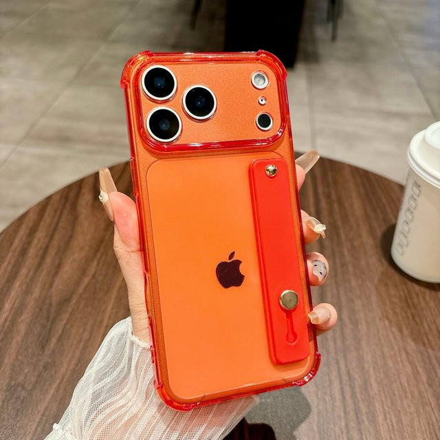 Transparente Silikon-Schutzhülle für Apple iPhone 11 bis iPhone 17 Pro Max Plus mit Handgelenkschlaufe und Halterung - Bild 1