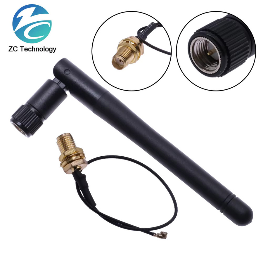 2,4 GHz 3dBi WiFi Antenne mit 17 cm U.FL IPX zu RP-SMA Männlich Kabel Set für ESP8266 und ESP32 in Schwarz - Bild 2