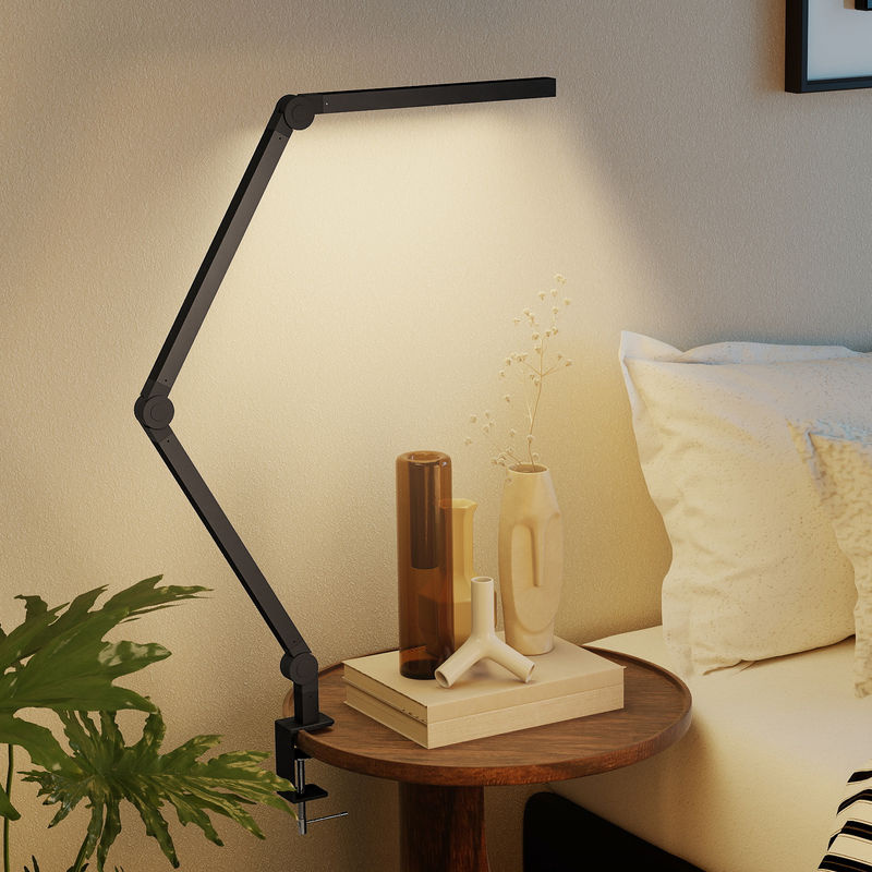 HOMCOM LED Tischleuchte mit Schwenkarm und Klemme in Schwarz, verstellbare Schreibtischlampe mit 2 Farbmodi und Touch-Bedienung für Schlafzimmer und Wohnzimmer - Bild 2