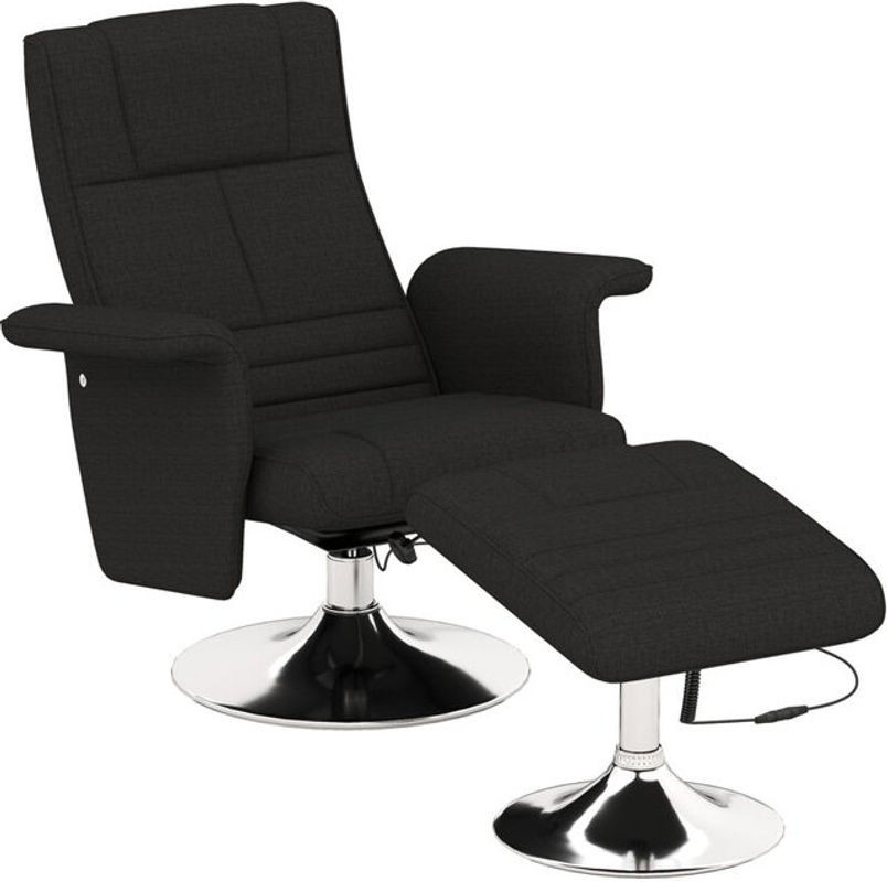 HOMCOM Relaxsessel mit Fußhocker in Schwarz aus Leinen und Polyester mit Vibrationsmassage und elektrischer Liegefunktion - Bild 1