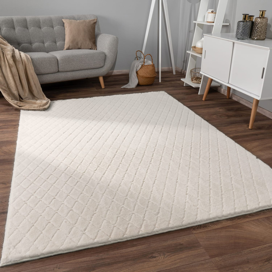 Fellteppich Arnia in Creme und Beige mit High-Low-Effekt, rechteckig, B: 120 cm, L: 160 cm - Bild 2