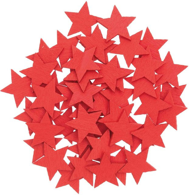 Rico Design Holzstreu Stern in Rot für das Weihnachtsfest, 48 Stück, Größe: 20 x 19 mm - Bild 1