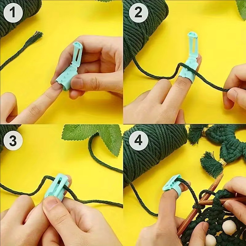 2 oder 4 Stück Finger Splitter aus Kunststoff als Strick-Fingerhut und Handwerksring für Garn und Nadeln - Bild 3