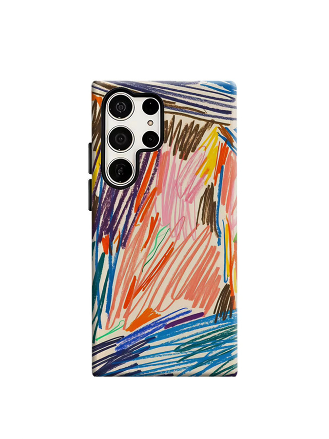 Aurbe Handyhülle mit farbiger Linienzeichnung für Samsung Galaxy S26 S25 S24 S23 Ultra Plus, HD Hartplastik Doppelschicht-Cover, Mehrfarbig - Bild 6