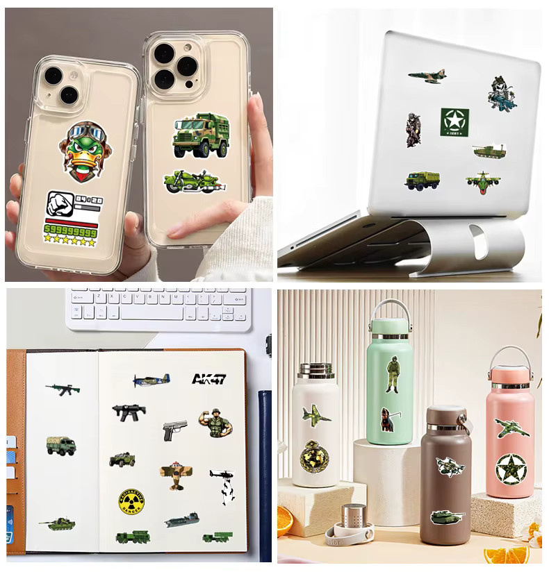 50 oder 100 Stück Cartoon Militärgeräte Aufkleber in Multicolour für Helm, Notebook und Outdoor-Ausrüstung - Bild 4