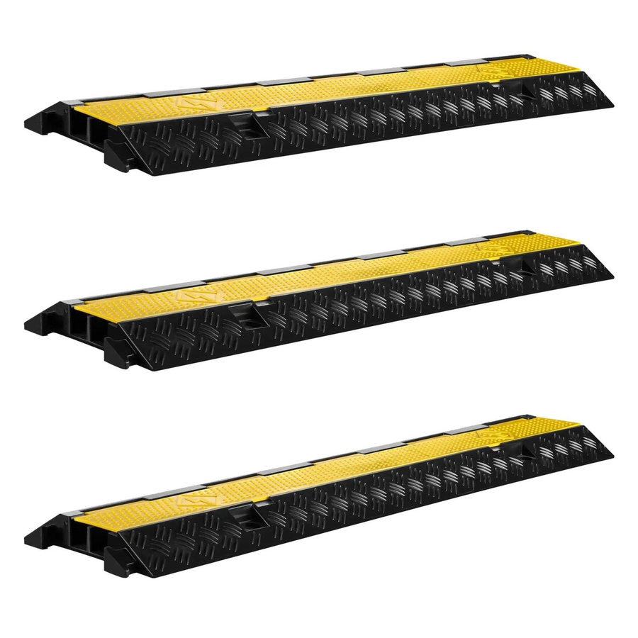 Wiltec Kabelbrücke Set aus 3 Stück als Überfahrschutz in Gelb-Schwarz, B/T/H: 98 x 24 x 4,5 cm - Bild 2
