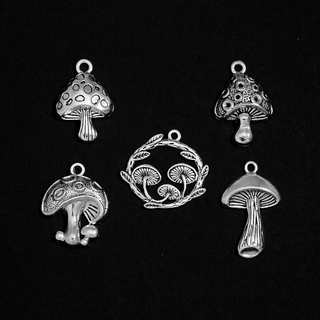 Fezrgea Charms Anhänger Pilz, Vintage, Silber, Unisex - Bild 1