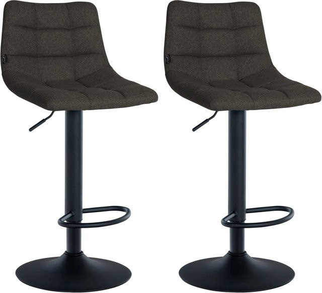 DELUKE Barhocker 2er Set DUBAI Dunkelgrau mit Lehne, moderner Tresenhocker aus Stoff und Metall, B/T/H: 43,0 x 46,5 x 108,5 cm - Bild 1