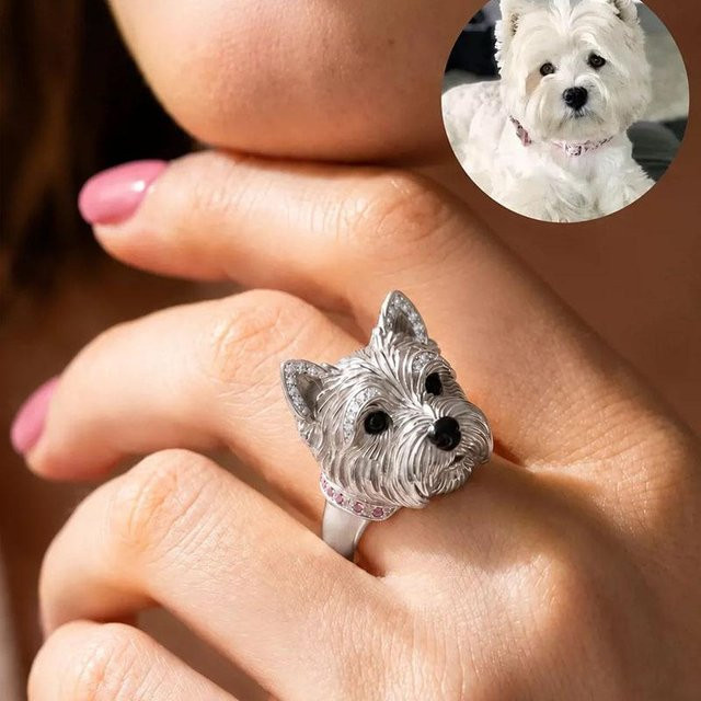 SHAI Ring, Hundekopf-Design, Silber, Messing, Mädchen - Bild 1