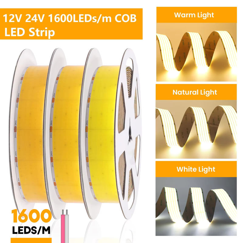 GAHADA COB-LED-Streifen warmweiß, ultrahell mit 1600 LEDs/m, selbstklebend, 12 V 24 V - Bild 3