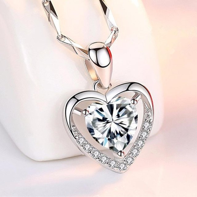 Lucky Star Jewelry Halskette, 999 Silber, Herzförmiger Anhänger, Zirkonia, Damen - Bild 1