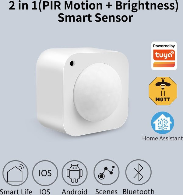 Tuya ZigBee 2-in-1 PIR-Bewegungs- und Helligkeitssensor in Weiß, intelligenter Bewegungsmelder mit integriertem Lichtsensor, kompatibel mit Home Assistant - Bild 1