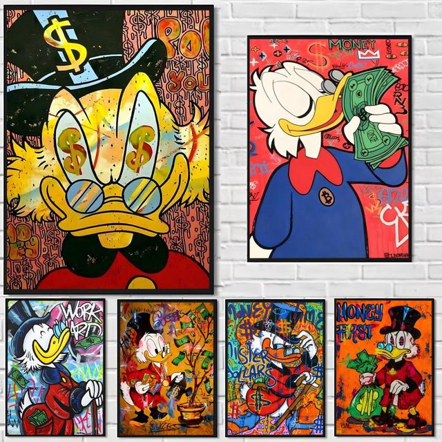 Potdemiel Disney Donald Duck Graffiti-Kunstgemälde auf Leinwand in Weiß und Multicolour - Bild 1