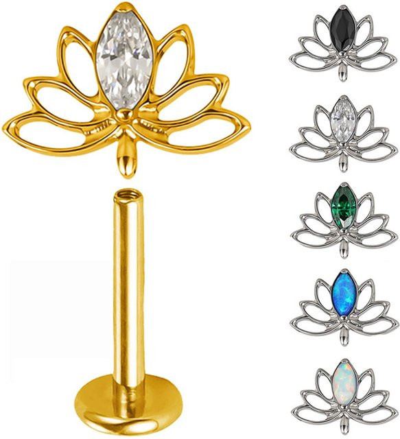 Lotus Ohrringe Titan, Zirkonia, Gold, Unisex - Bild 1