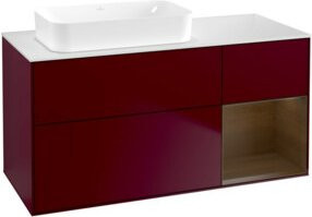 V&B Waschtischunterschrank Finion mit Wandbeleuchtung in Walnuss Furnier, Peony Matt, B: 120 cm, T: 60 cm - Bild 1